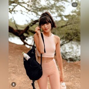 Outdoor Voices Pink Yoga Workout Pants and Cropped Top
